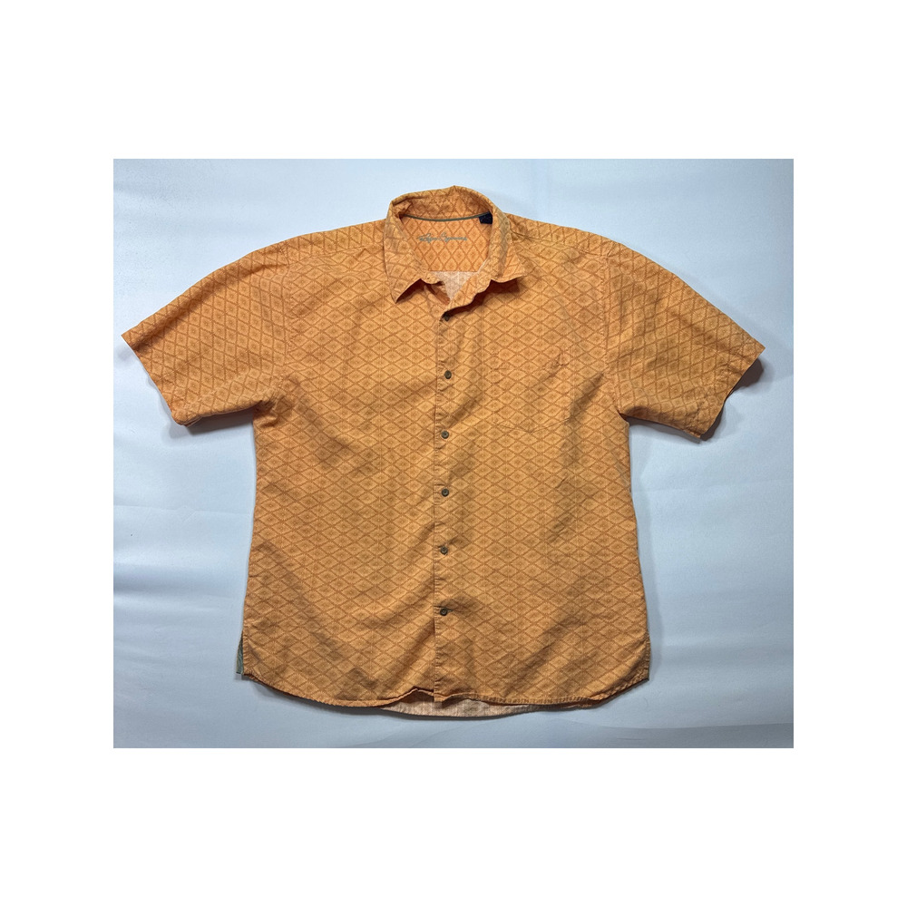 Reyn Spooner Men's Short Sleeve Orange Geo Print Button Up Shirt - L